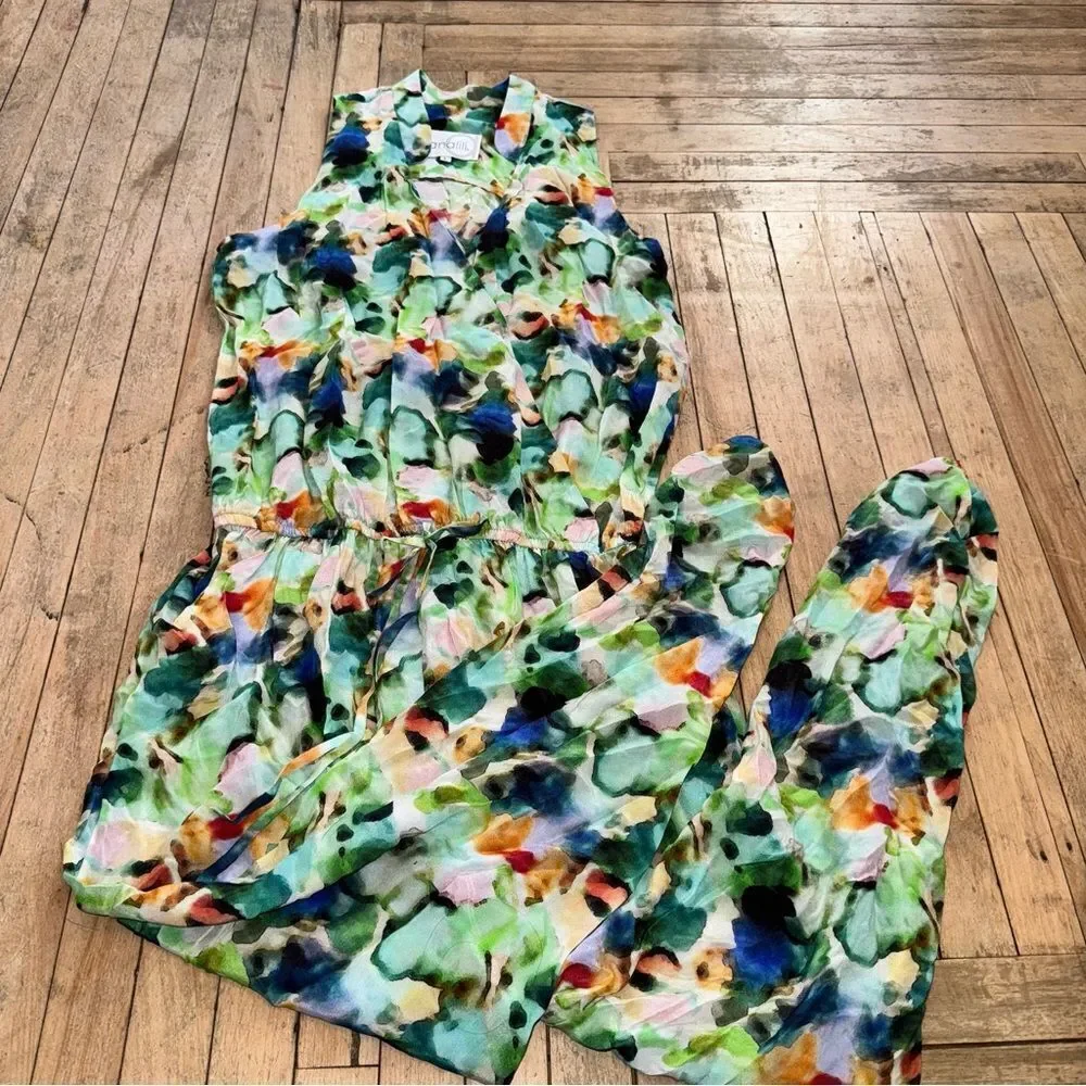 Silk Floral Sleeveless Jumpsuit - Picture 4 of 11